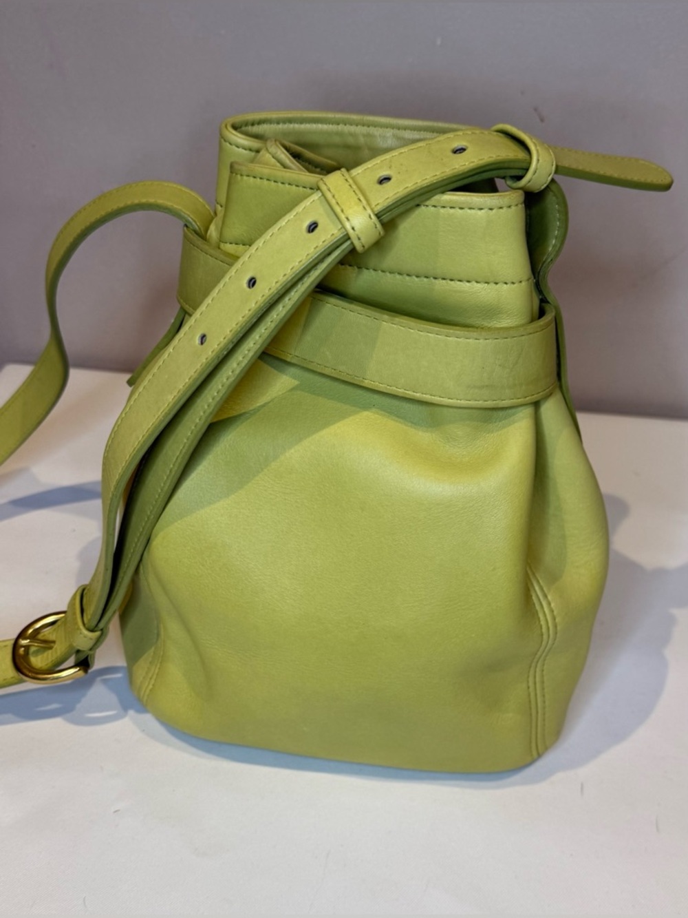 Coach SoHo Drawstring pouch Vintage Glove-tanned Leather Brass Hrdwr 1997 4156 - Picture 3 of 4